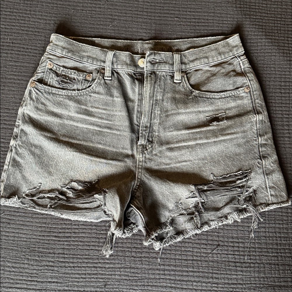 American Eagle Distressed Black Denim Shorts